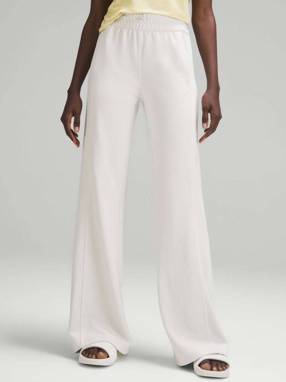 Lululemon Ribbed Softstreme High Rise Pant - Bone Wide Leg